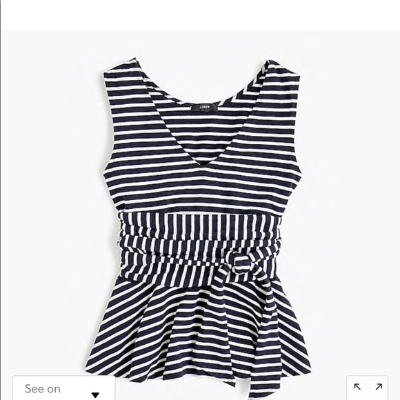 J. crew sleeveless tie-waist peplum top in stripe - Picture 1 of 3
